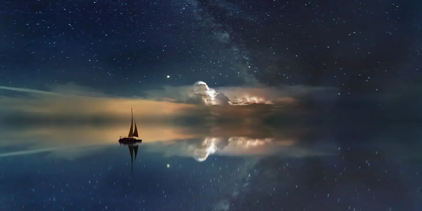 proměňte svá přesvědčení loďka plující mezi hvězdami